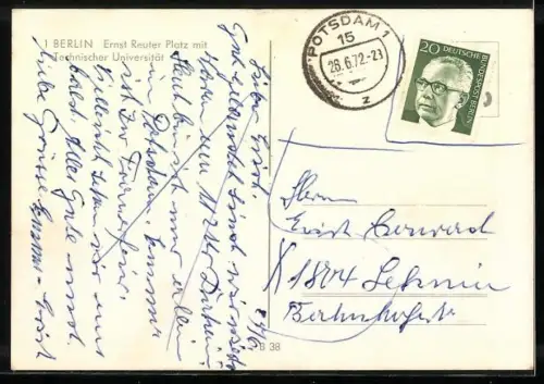 AK Berlin, Ernst Reuter Platz mit Technischer Universität aus erhöhter Perspektive