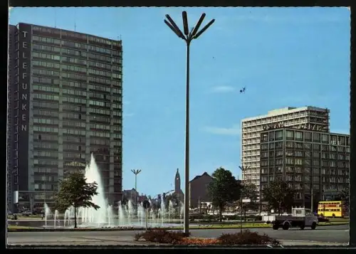 AK Berlin, Ernst-Reuter-Platz, Telefunken, Osram, Turm Rathaus Charlottenburg