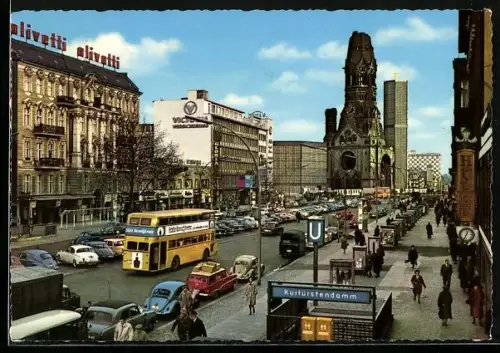 AK Berlin, Kurfürstendamm mit Kaiser-Wilhelm-Gedächtniskirche