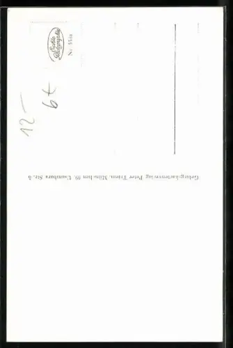 Künstler-AK Grosse Frau küsst kleinen Mann auf einer Bergwiese