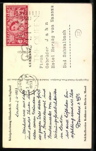 AK Queen Elizabeth II. von England bei ihrer Krönung