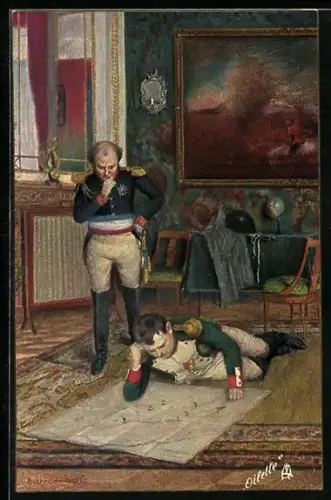 Künstler-AK Napoleon macht Schlachtpläne