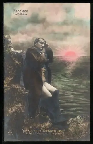 AK St. Helena, Napoleon stützt sich die Hand auf das Haupt