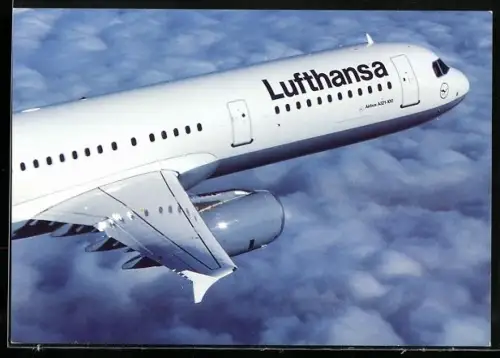 AK Flugzeug, Lufthansa Airbus A321-100 über den Wolken