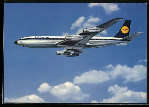 AK Lufthansa-Flugzeug Boeing 707 Intercontinental Jet im Flug