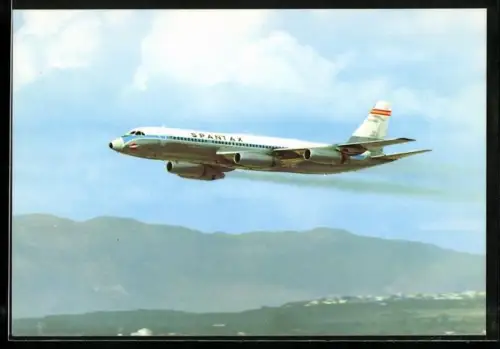 AK Flugzeug Convair CV 990 A Coronado der Spantax im Landeanflug