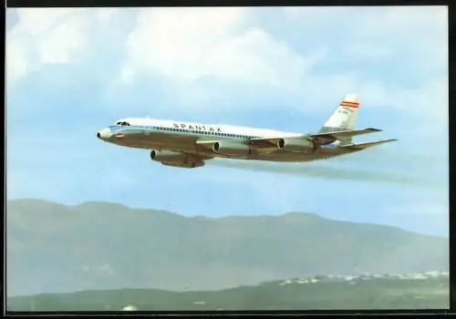 AK Flugzeug Convair CV 990 A Coronado der Spantax im Landeanflug