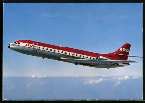 AK Flugzeug Caravelle SE 210 10 R der Linie LTU in der Luft