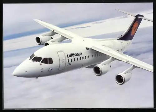 AK Flugzeug Lufthansa Cityliner Avro RJ85 in der Luft