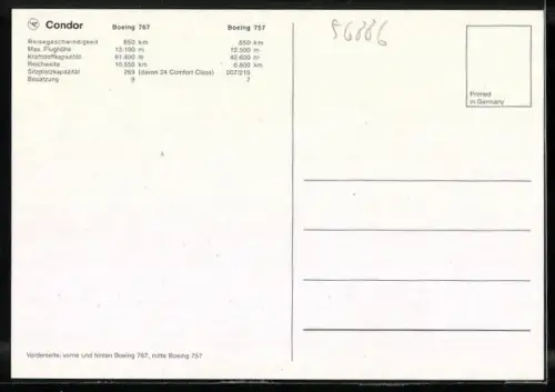 AK Flugzeug, Condor, Boeing 767 und Boeing B 757 in der Luft