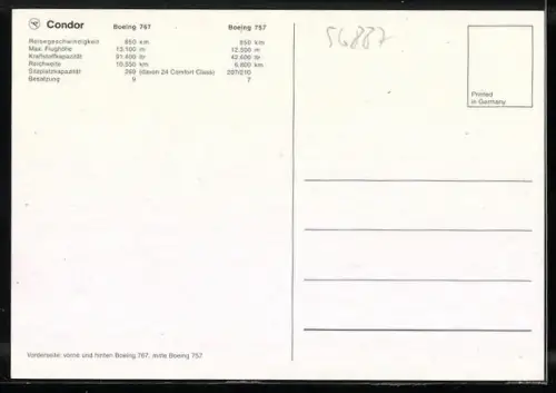 AK Flugzeug, Condor, Boeing 767 und Boeing B 757 in der Luft