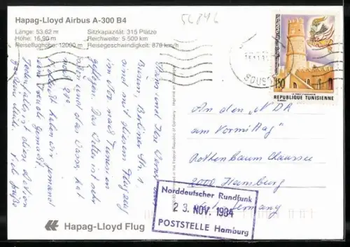 AK Flugzeug Hapag-Lloyd Airbus A-300 B4 im Flug