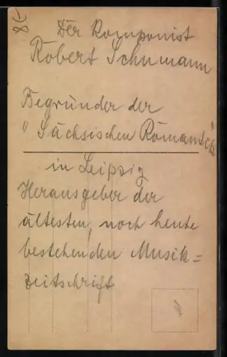 Künstler-AK Fritz Rumpf: Schumann, Portrait des Komponisten