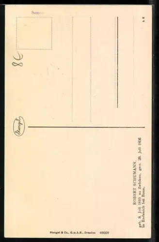 Künstler-AK Robert Schumann, Portrait des Musikers