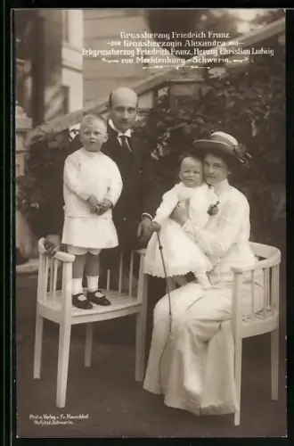AK Grossherzog Friedrich Franz, Grossherzogin Alexandra, Herzog Christian Ludwig von Mecklenburg-Schwerin