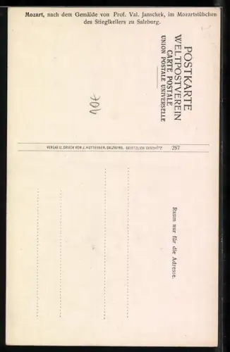 Künstler-AK W. A. Mozart beim Komponieren im Park