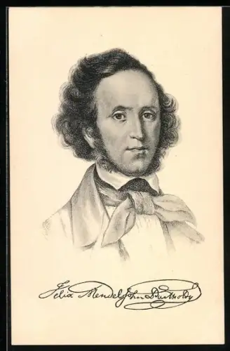 Künstler-AK Porträt vom Komponisten Felix Mendelssohn Bartholdy