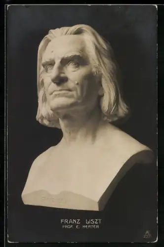 Künstler-AK Franz Liszt-Büste, Modelliert von Prof. E. Herter