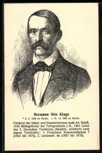 Künstler-AK Hermann Otto Kluge, Mitbegründer der Turngemeinde i. B.