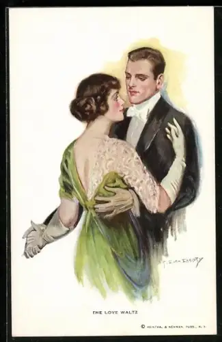 Künstler-AK F. Earl Christy: elegantes junges Paar beim Tanz, beide behandschuht, the love Waltz