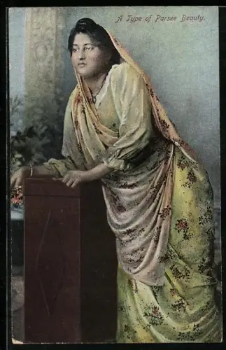 AK Persische Dame in geblümtem Kleid