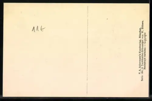 AK Richard Strauss und Hugo von Hofmannsthal am Klavier, Scherenschnitt