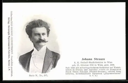 AK Johann Strauss, K. k. Hofball-Musikdirektor, geb. 25.10.1825