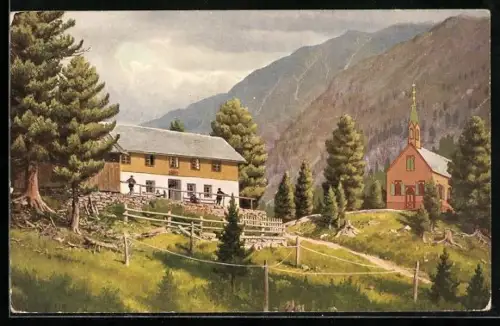 AK Gepatschhaus, Berghütte und Kapelle