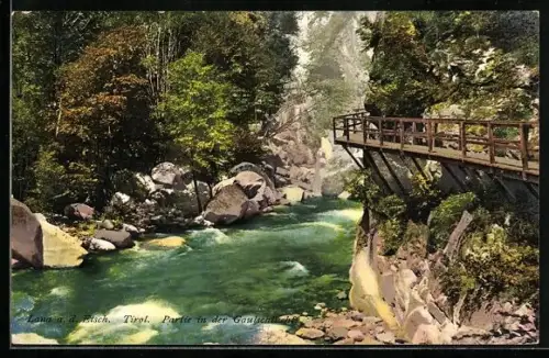 AK Lana an der Etsch, Partie in der Gaulschlucht