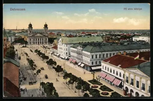 AK Debrecen / Debreczin, Fö utca látképe
