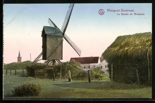 AK Nieuport, Environs, Le Moulin de Westende, Windmühle