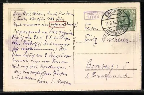 AK Rheinfelden, Uferpartie mit Brücke