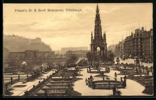 AK Edinburgh, Prince`s St. & Scott Monument