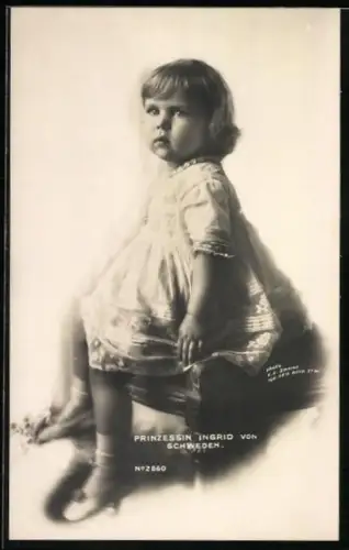 AK Prinsessan Ingrid von Schweden als niedliches blondes Mädchen