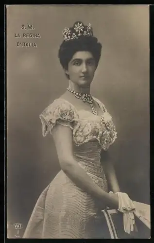 AK S. M. La Regina d'Italia mit Krone