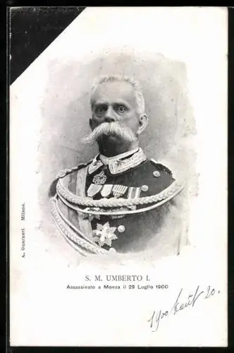 AK Porträt von S. M. Umberto I. in Uniform, mit Orden