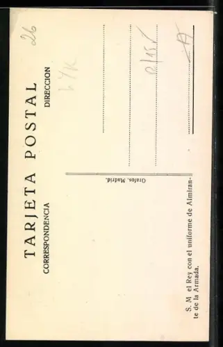 AK S. M. el Rey con el uniforme de Almirante de la Armada