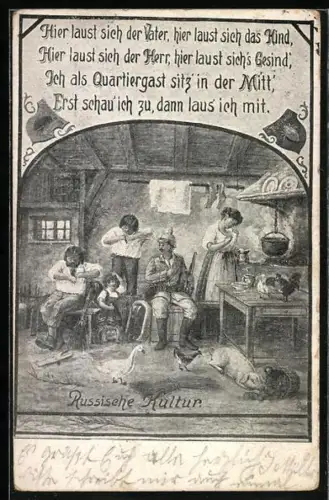 AK Russische Kultur, 1. Weltkrieg, Propaganda, Läuse