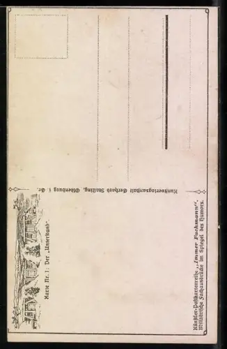 Künstler-AK Arthur Thiele unsign.: Der Unterstand, Soldat mit einer Frau unter einem Regenschirm