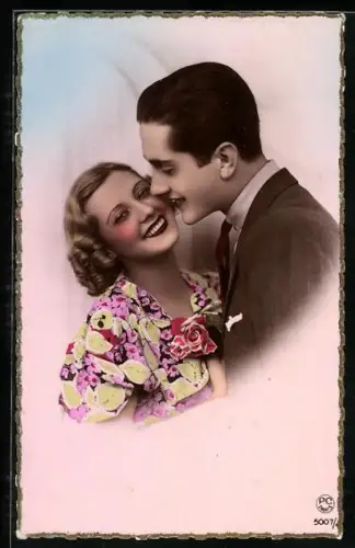 Foto-AK P. C. Paris: Liebespaar in modischer Kleidung