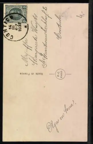 Foto-AK P. C. Paris: Fräulein mit einer Rose