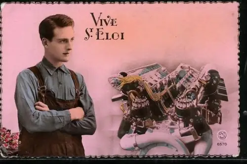 Foto-AK P. C. Paris: St. Eloi, Mann an einer Maschine