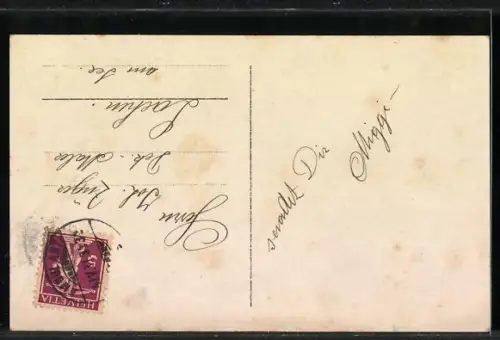 Foto-AK Amag Nr. 64510/6: Mädchen und Junge mit Zweigen und Weidenkätzchen