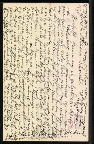 Foto-AK Amag Nr. 62850/5: Kleines Mädchen mit Paket, Schlitten von zwei Pferden gezogen