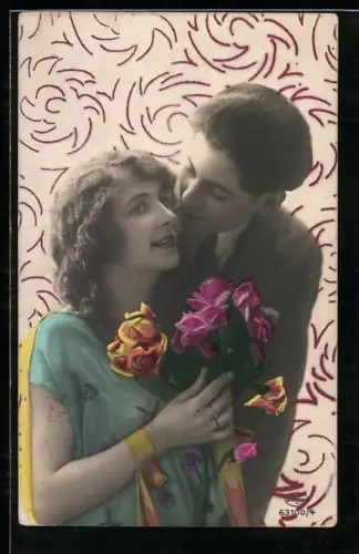 Foto-AK Amag Nr. 63100/4: Junger Mann in trauter Zweisamkeit mit junger Frau