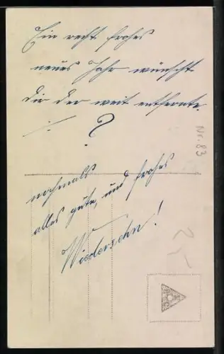 Foto-AK Amag Nr. 62331/6: Junger Mann liebkost Frau um Mitternacht zum Neuen Jahr