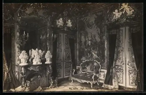 AK Königliches Schloss Linderhof, Östliches Goblinzimmer, Kaminseite