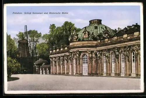 AK Potsdam, Schloss Sanssouci und Historische Mühle