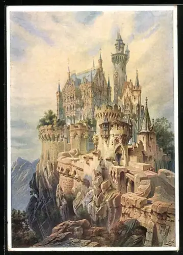 Künstler-AK Erster Entwurf zu der geplanten Burg Falkenstein