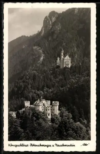 AK Schlösser Hohenschwangau und Neuschwanstein im Wald